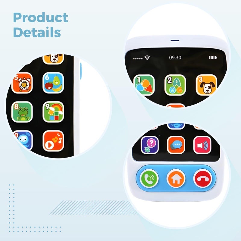 Educational Learning Phone Toy For Kids With Music Apps Touch Buttons Blue Safe Plastic Portable 5 5 X 6 2 In - Image 3