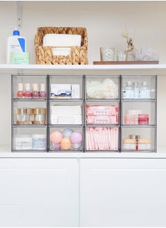 LENND 4 Pack Clear Stackable Storage Drawers, 4.4'' Tall Acrylic Bathroom Makeup Organizer,Plastic Storage Bins For Vanity, Undersink, Kitchen Cabinets, Pantry, Home Organization  - Image 2