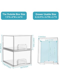 LENND 4 Pack Clear Stackable Storage Drawers, 4.4'' Tall Acrylic Bathroom Makeup Organizer,Plastic Storage Bins For Vanity, Undersink, Kitchen Cabinets, Pantry, Home Organization  - Image 3