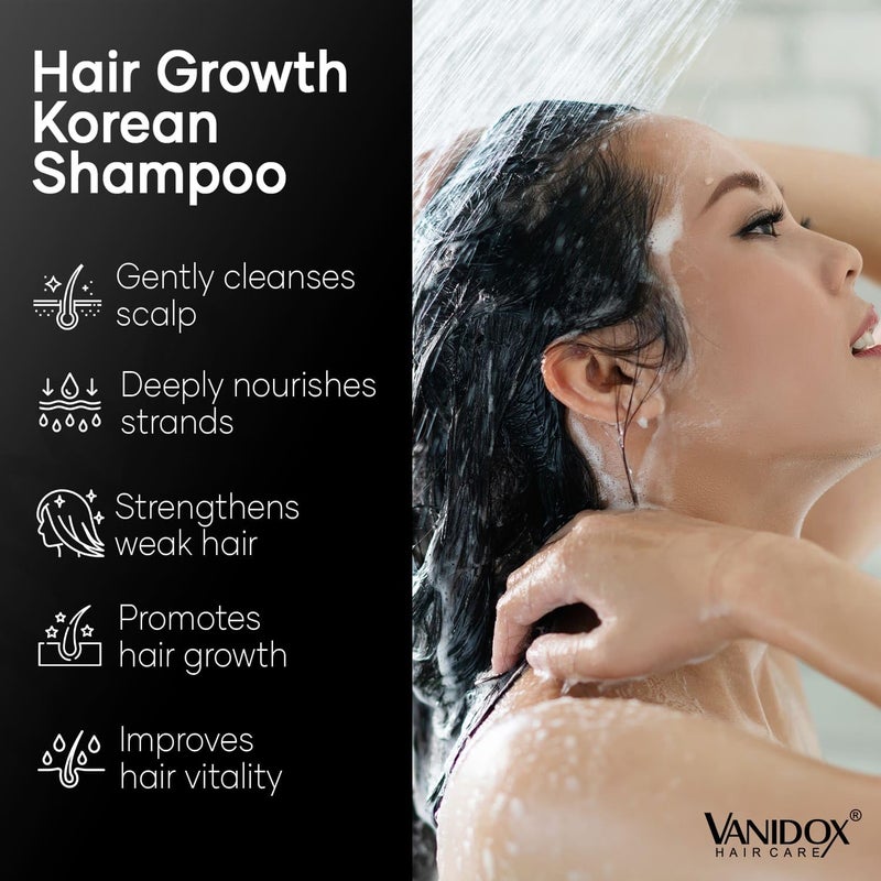VANIDOX ReFortix Korean Shampoo, Enriched with Ginseng, Green Tea, and Camellia Oil, Supports Growth Stage and Helps Reduce Hair Loss for Stronger Hair (16 fl oz) - Image 3