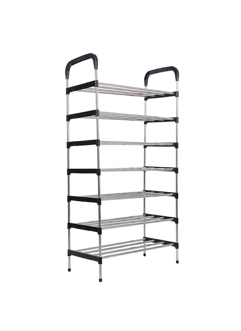Three Secondz Three Secondz Steel Book Shelf for Study Room Office Racks and Shelves of Steel Rack Plastic Shoe Racks for Home Iron Shoe Racks Metal 7 Shelve Black  - Image 5