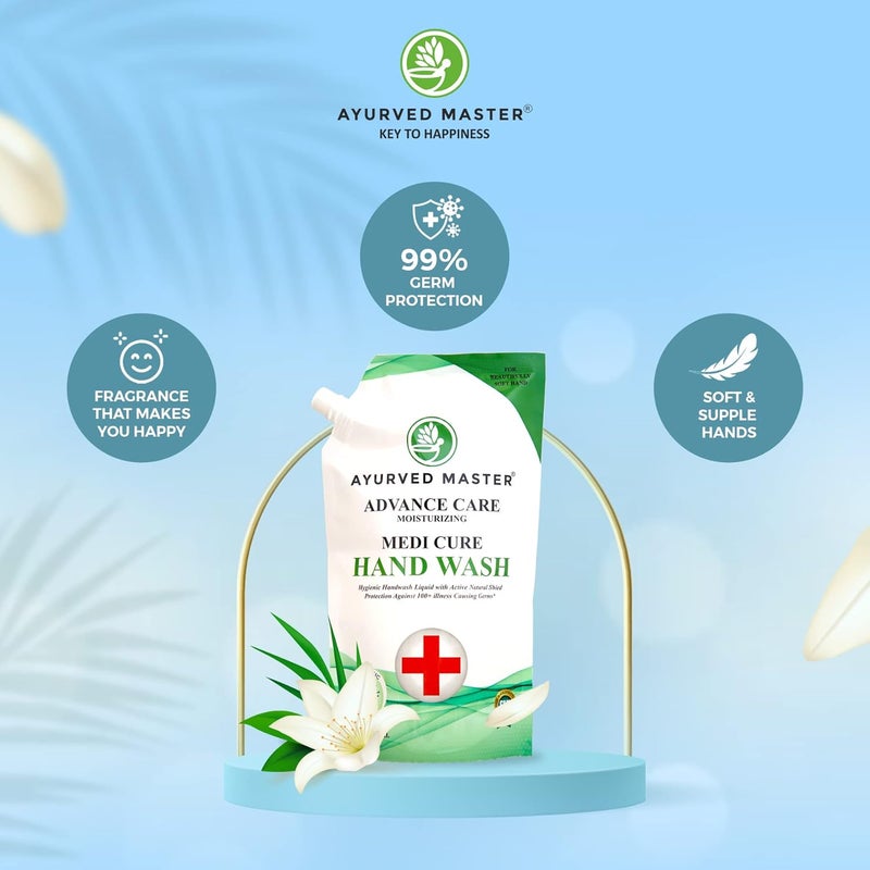 Ayurved Master Advanced Skincare Moisturizing Liquid Medicure Hand Wash Refill Pouch Fights 100 Illness Causing Germs 750ML2 - Image 3