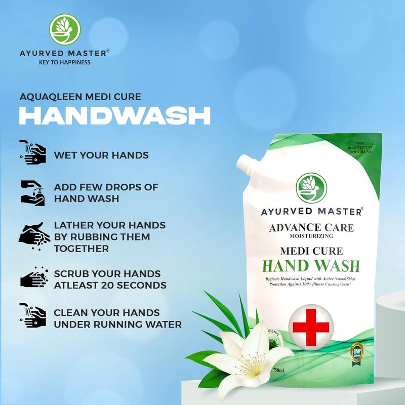 Ayurved Master Advanced Skincare Moisturizing Liquid Medicure Hand Wash Refill Pouch Fights 100 Illness Causing Germs 750ML2 - Image 4