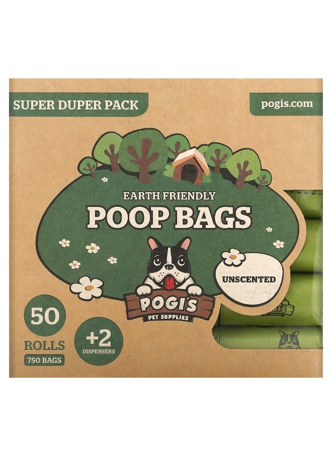 POGI'S PET SUPPLIES Pogi's Pet Supplies, Earth Friendly Poop Bags, Super Duper Pack, Unscented, 50 Rolls, 750 Bags, 2 Dispensers  - Image 1