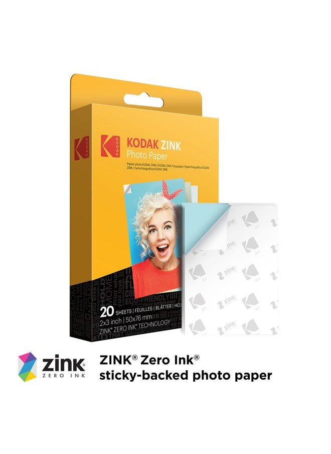 Zink Zink KODAK 2"x3" Premium Photo Paper (20 Sheets) Compatible with KODAK Smile, KODAK Step, PRINTOMATIC  - Image 2