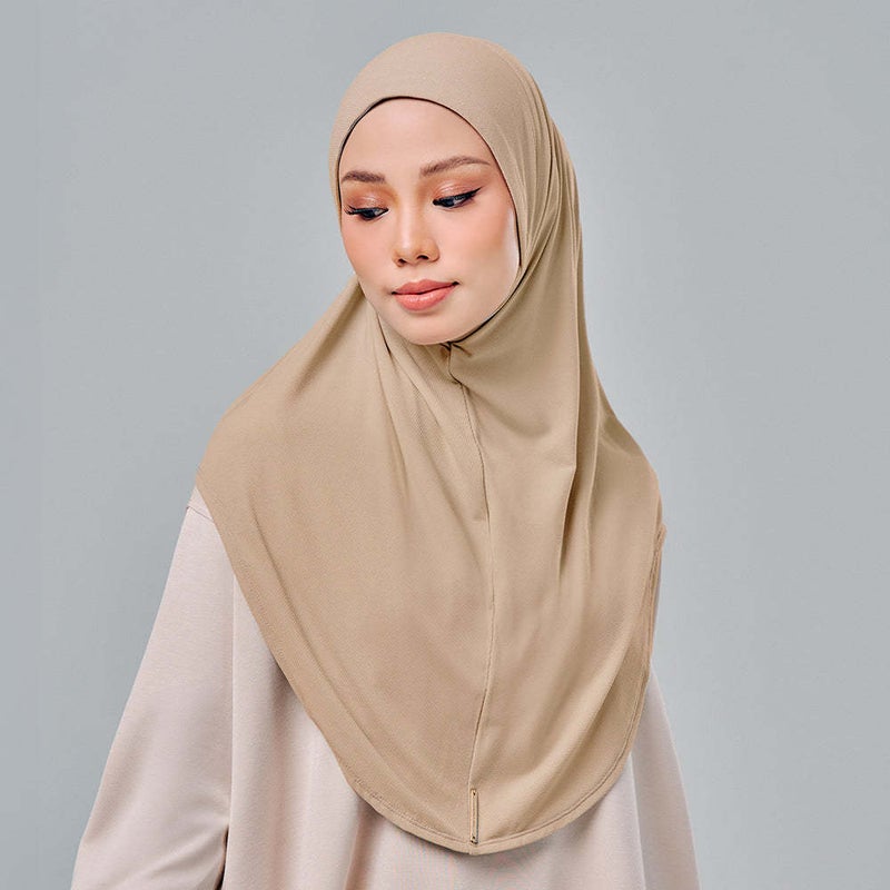 حجاب نسائي، قبعة حجاب مريحة مع غطاء للذقن - نسيج سادة، مناسب لجميع الفصول - Image 1