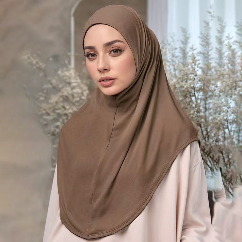 حجاب نسائي، قبعة حجاب مريحة مع غطاء للذقن - نسيج سادة، مناسب لجميع الفصول - Image 3