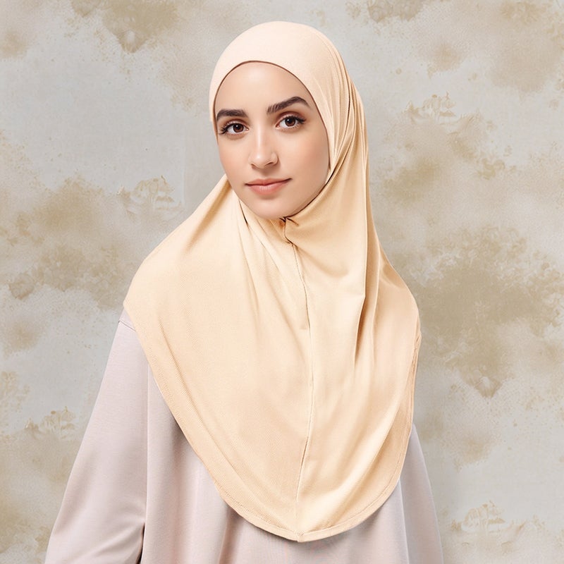 حجاب نسائي، قبعة حجاب مريحة مع غطاء للذقن - نسيج سادة، مناسب لجميع الفصول - Image 5
