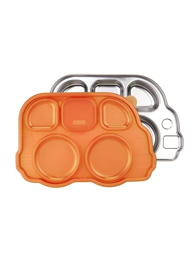 Innobaby Stainless Bus Plate with Airtight Sectional Lid, The Original, Leak-Resistant Divided Platter, Mom Invented Fun Shape Plate Din Din SMART for Babies, Toddlers and Kids, BPA Free Plate - Image 1