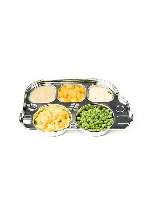 Innobaby Stainless Bus Plate with Airtight Sectional Lid, The Original, Leak-Resistant Divided Platter, Mom Invented Fun Shape Plate Din Din SMART for Babies, Toddlers and Kids, BPA Free Plate - Image 4