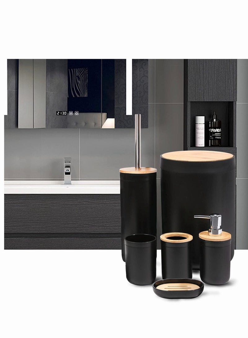 ميكسد اكسسوارات الحمام مجموعة من 6 قطع من البلاستيك هدية مجموعة بما في ذلك حامل فرشاة الأسنان ، فرشاة الأسنان حامل كأس ، موزع الصابون ، صحن الصابون ، حامل فرشاة المرحاض ، سلة المهملات - Image 3