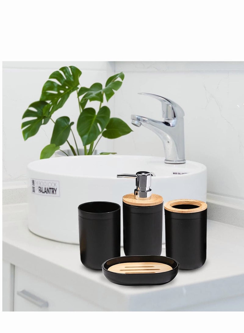 ميكسد اكسسوارات الحمام مجموعة من 6 قطع من البلاستيك هدية مجموعة بما في ذلك حامل فرشاة الأسنان ، فرشاة الأسنان حامل كأس ، موزع الصابون ، صحن الصابون ، حامل فرشاة المرحاض ، سلة المهملات - Image 4