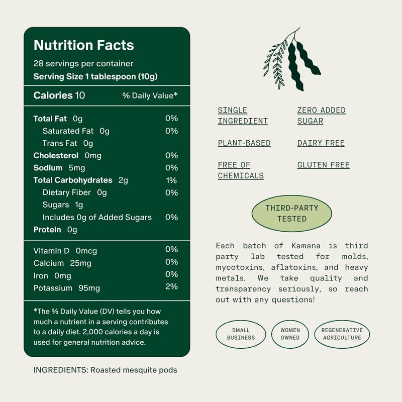 Kamana Caffeine Free Coffee Alternative - 100% Mesquite, Medium Roast Coffee Substitute - Smooth & Rich, Low Acid Superfood Adaptogen Drink for Immunity, Gut Health, Energy and Focus (28 Servings) - Image 2