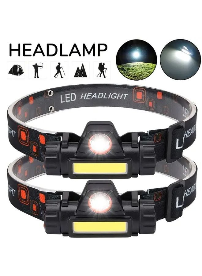 USB Rechargeable LED Headlamp with Magnetic COB Floodlight for Running Fishing Camping - Image 3