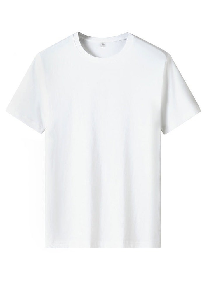 Crewneck T-Shirt Summer Solid Cotton Loose-fit T-Shirt Trendy Casual Short Sleeves - Image 2