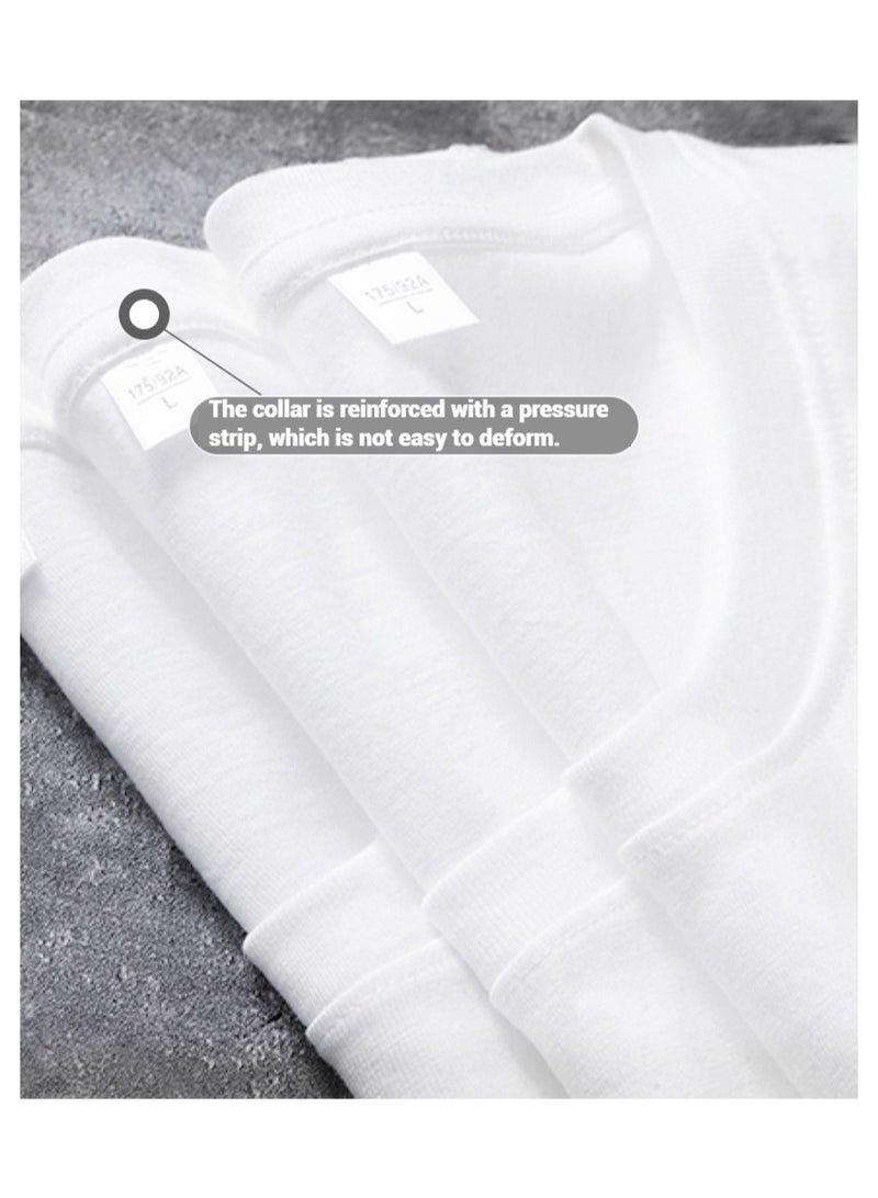 Crewneck T-Shirt Summer Solid Cotton Loose-fit T-Shirt Trendy Casual Short Sleeves - Image 4