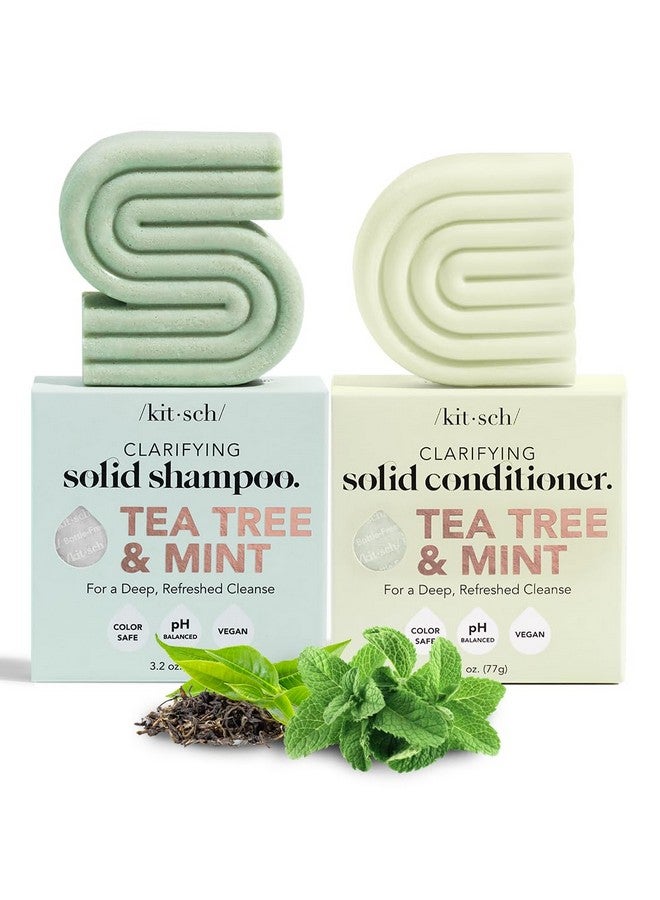 Kitsch Tea Tree & Mint Shampoo and Conditioner Bar Set, Hair Color Safe, Zero Waste, Vegan, Eco Friendly, Made in US, For All Hair Types, Paraben Free, Sulfate Free - Image 1
