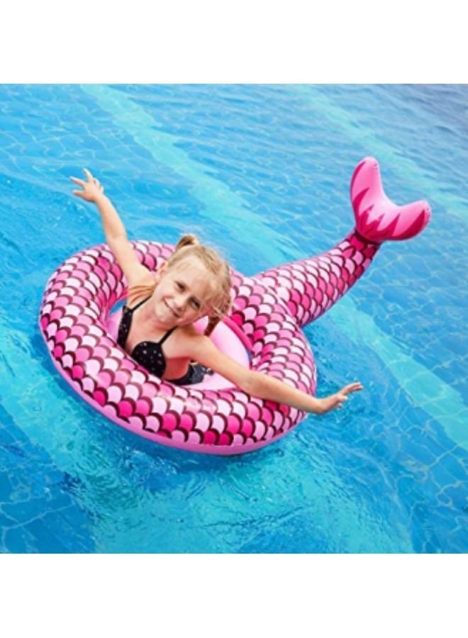 GGEROU Pink Mermaid Swimming Ring Childrens Summer Water Toys,Easy to Use Can Play and Train in The Water - Image 1