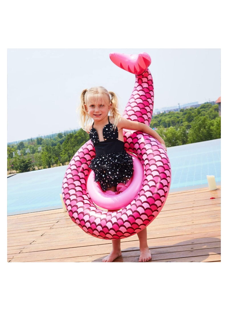 GGEROU Pink Mermaid Swimming Ring Childrens Summer Water Toys,Easy to Use Can Play and Train in The Water - Image 3
