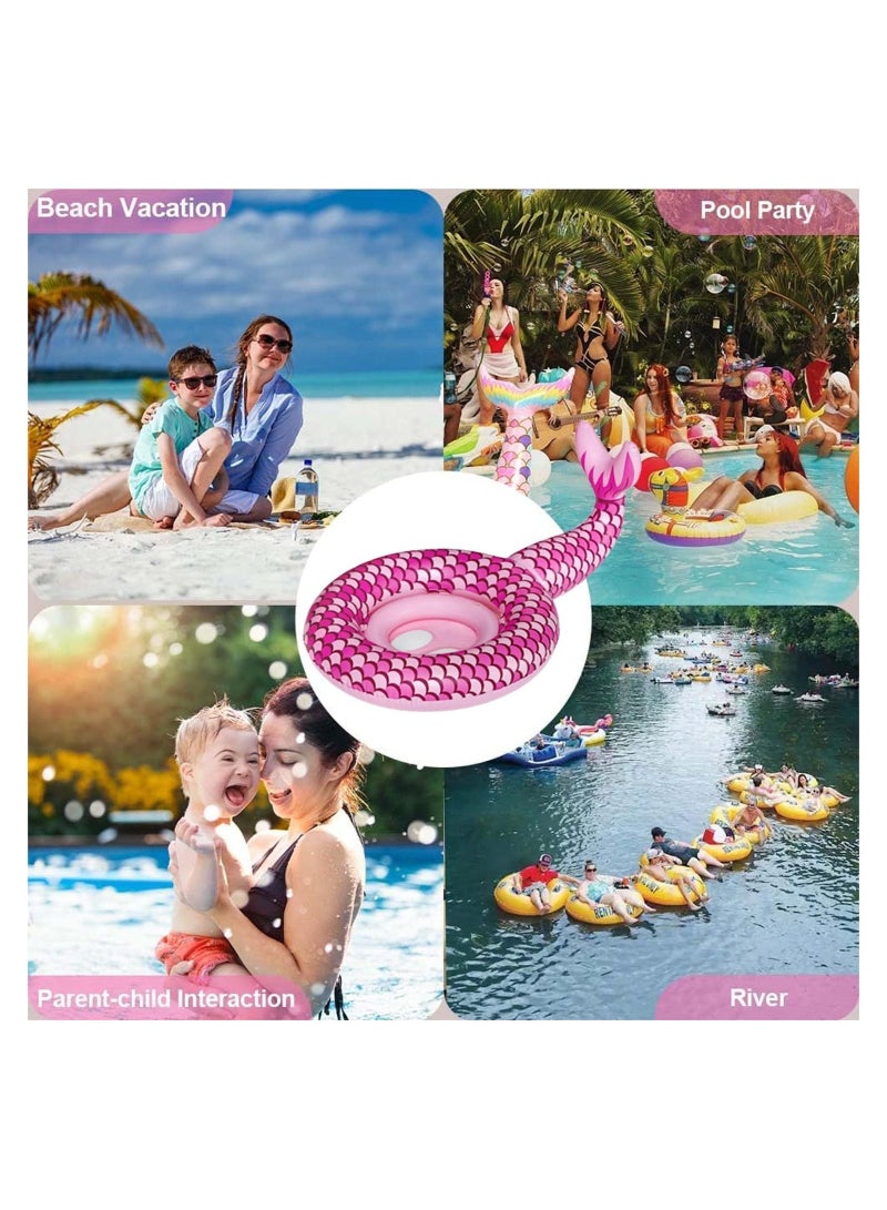 GGEROU Pink Mermaid Swimming Ring Childrens Summer Water Toys,Easy to Use Can Play and Train in The Water - Image 2