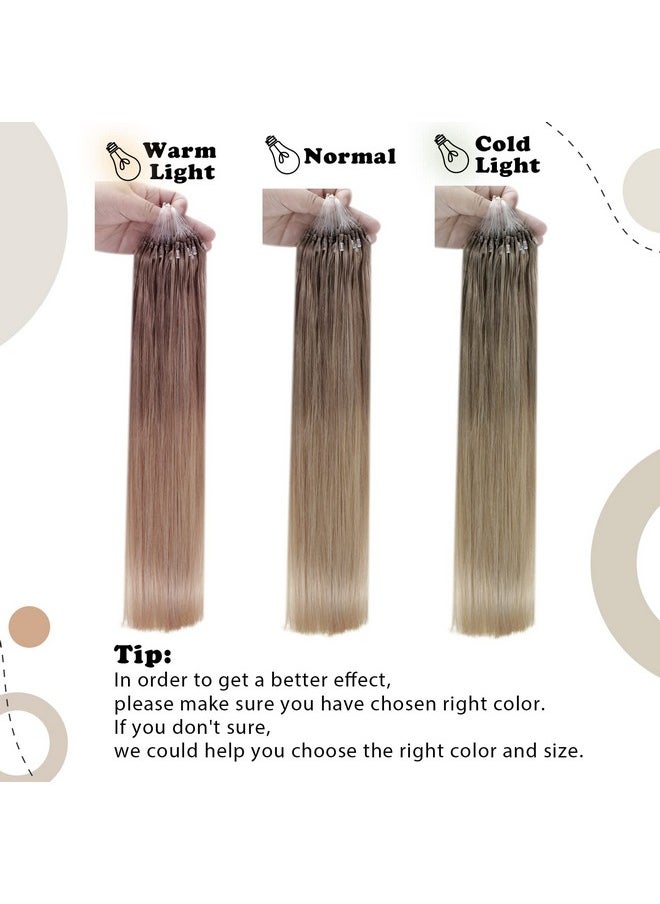 Easyouth - Micro Hair Extensions Human Hair Blonde Micro Link Hair Extensions Human Hair Ombre Golden Brown To Golden Blonde Micro Loop Human Hair Extensions Natural 14 Inch 50G/50S - Image 1