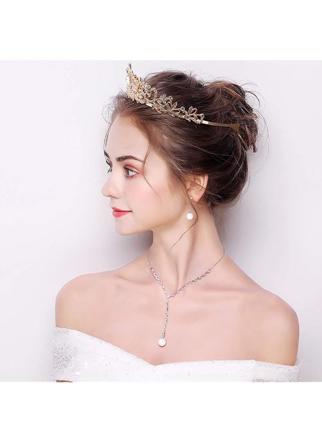 Shining Diva Fashion Crystal Tiara And Crown For Women Stylish Headband Crowns With Comb Tiaras For Girls Kids Queen Princess Wedding Bridal Birthday Gift Hair Accessories Gold Rrsd15413Hb  - Image 2