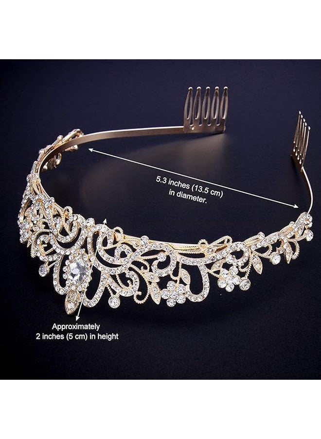 Shining Diva Fashion Crystal Tiara And Crown For Women Stylish Headband Crowns With Comb Tiaras For Girls Kids Queen Princess Wedding Bridal Birthday Gift Hair Accessories Gold Rrsd15413Hb  - Image 4
