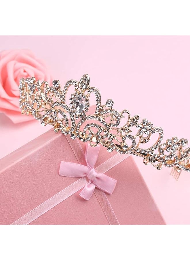 Shining Diva Fashion Crystal Tiara And Crown For Women Stylish Headband Crowns With Comb Tiaras For Girls Kids Queen Princess Wedding Bridal Birthday Gift Hair Accessories Gold Rrsd15413Hb  - Image 5