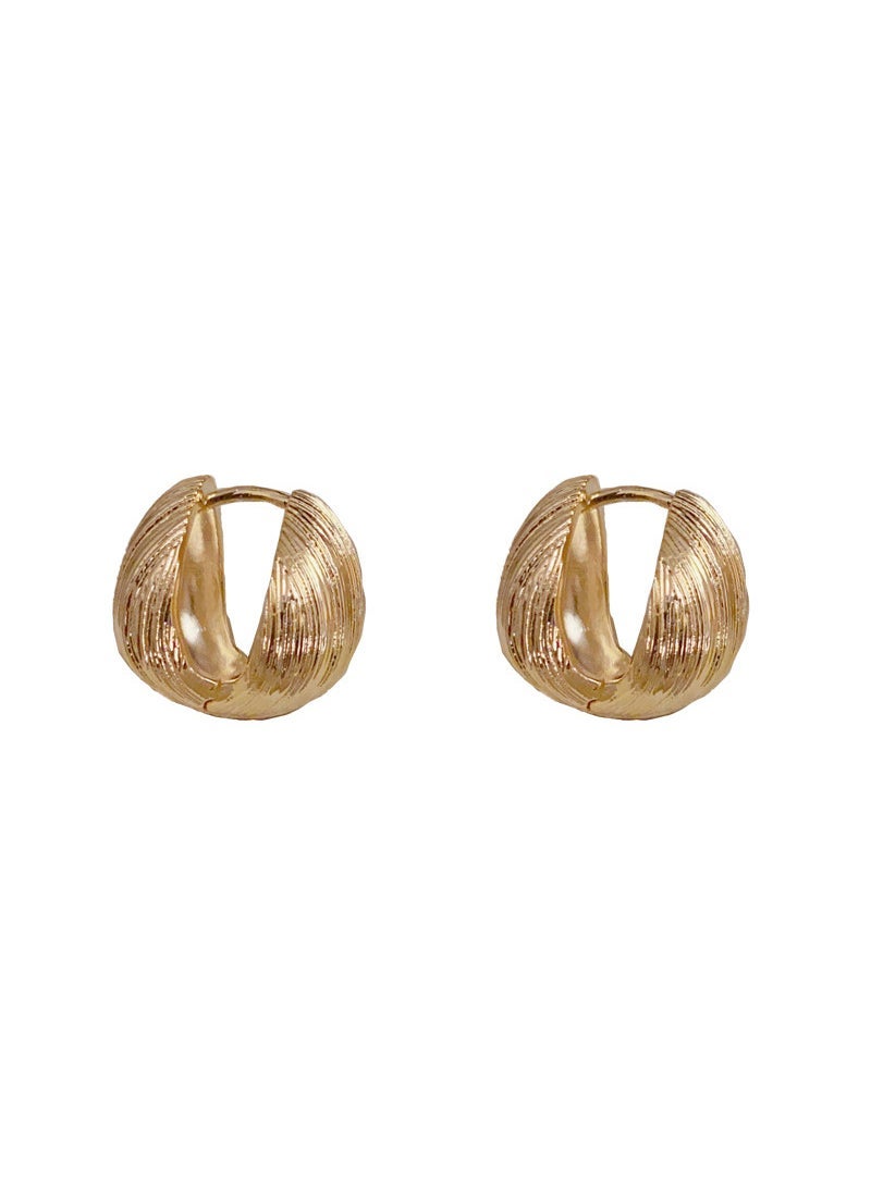 Korean Fashion Geometric Metal Ear Clips Metal geometric earrings (thick real gold plating)