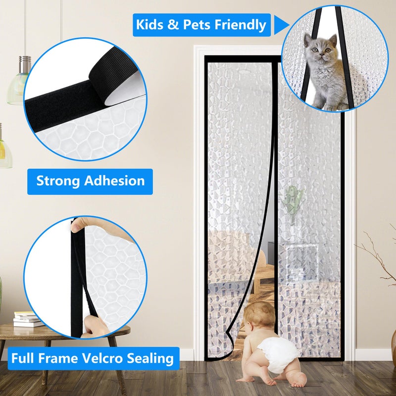 RELIANCER Magnetic Thermal Insulated Door Curtain,Waterproof EVA Door Cover,Fit Doors Size 34"x96",Temperature Protection Insulated Doorway Curtain Partition,Patio Self-Closing Doors Net Screen - Image 5