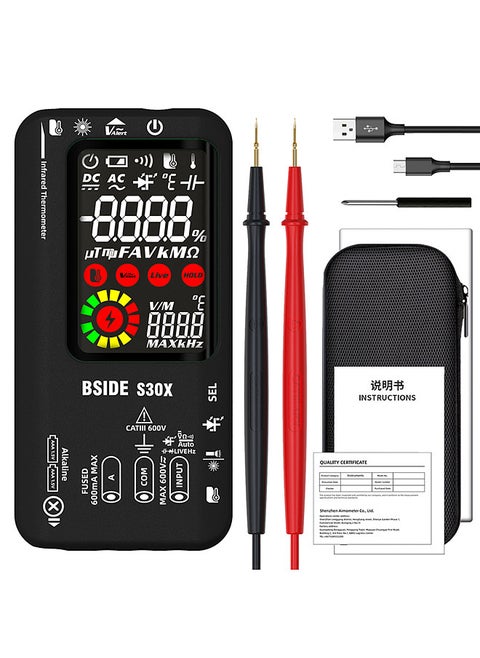 Digital Multimeter Infrared Thermometer LCD Color Display Handheld Multimeter 9999 True RMS Professional Voltage Capacitance Resistance