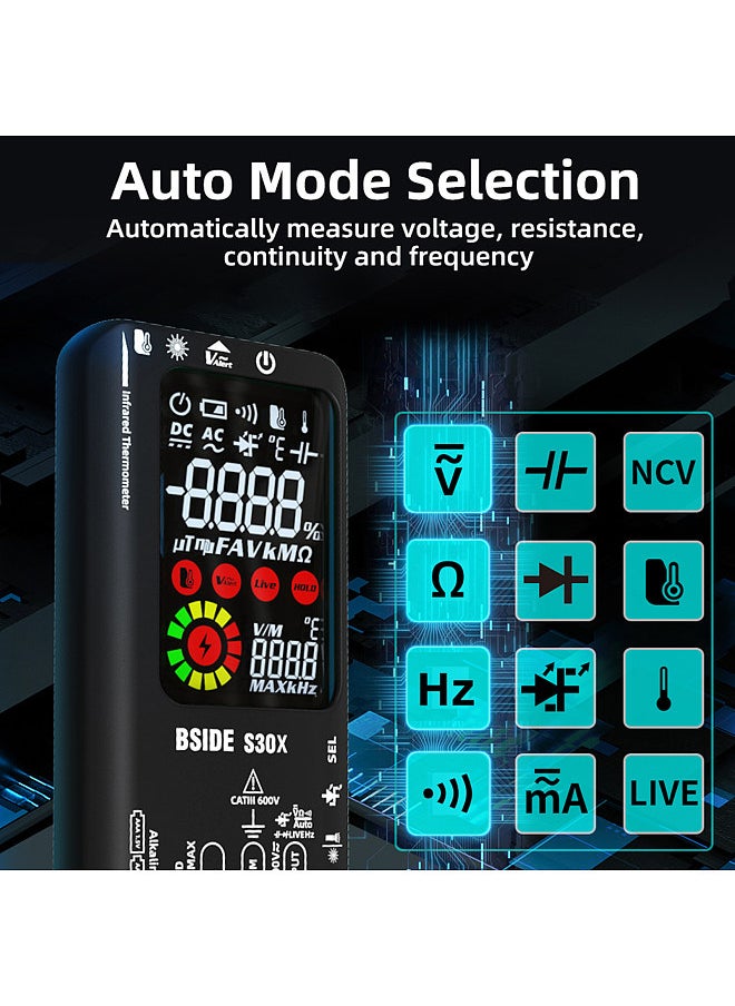 Digital Multimeter Infrared Thermometer LCD Color Display Handheld Multimeter 9999 True RMS Professional Voltage Capacitance Resistance