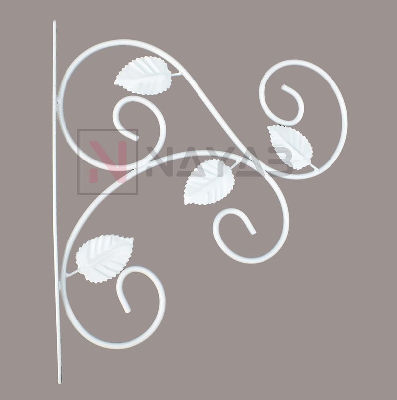 NAYAB Outdoor Decor Wall Brackets Iron L-Angle Heavy Duty Flower Pot Plant Hanging Stand Holder for Home Indoor Garden Balcony Bird Feeder Wind Chime Lanterns (Vine - Ivory) - Image 2