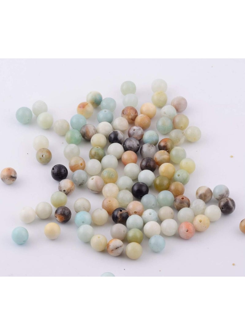 Natural Stone Beads 100pcs 6mm Amazonite Stone Round Genuine Real Stone Beading Loose Gemstone Hole Size 1mm DIY Smooth Beads for Bracelet Necklace Earrings Jewelry Making (Amazonite Green, 6mm)