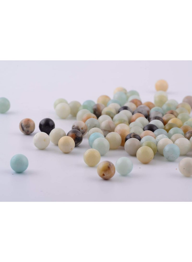Natural Stone Beads 100pcs 6mm Amazonite Stone Round Genuine Real Stone Beading Loose Gemstone Hole Size 1mm DIY Smooth Beads for Bracelet Necklace Earrings Jewelry Making (Amazonite Green, 6mm)