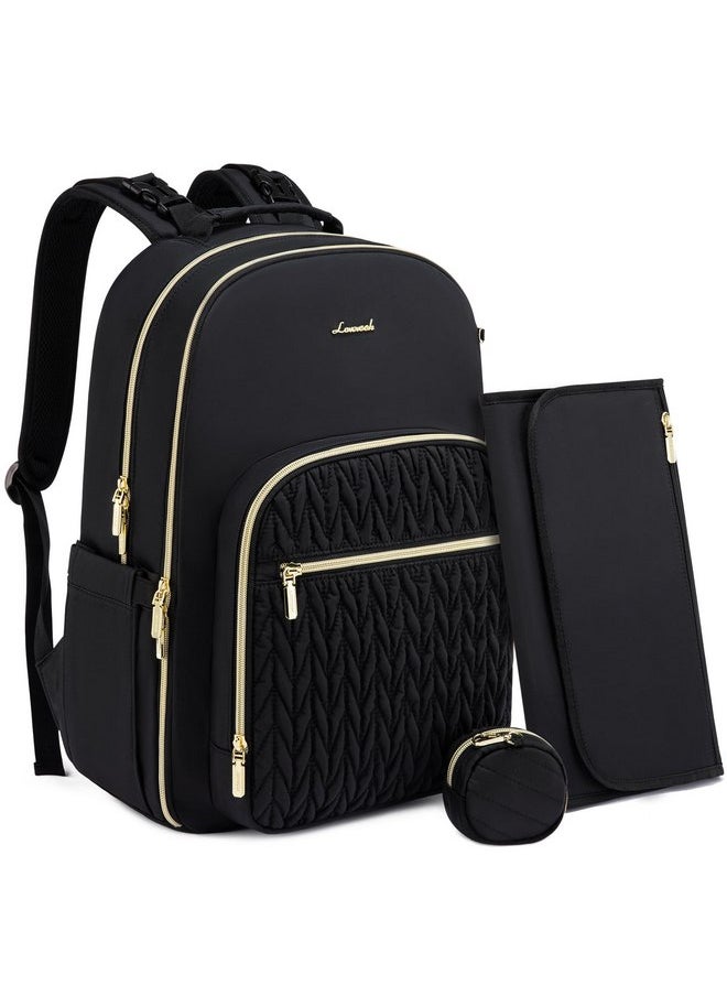 Lovevook LOVEVOOK Diaper Bag - Stylish Baby Backpack with Changing Pad, Large Travel Waterproof Nappy Changing Bag with Stroller Straps, Insulated Pockets for Mom Dad - Unisex, Black  - Image 1