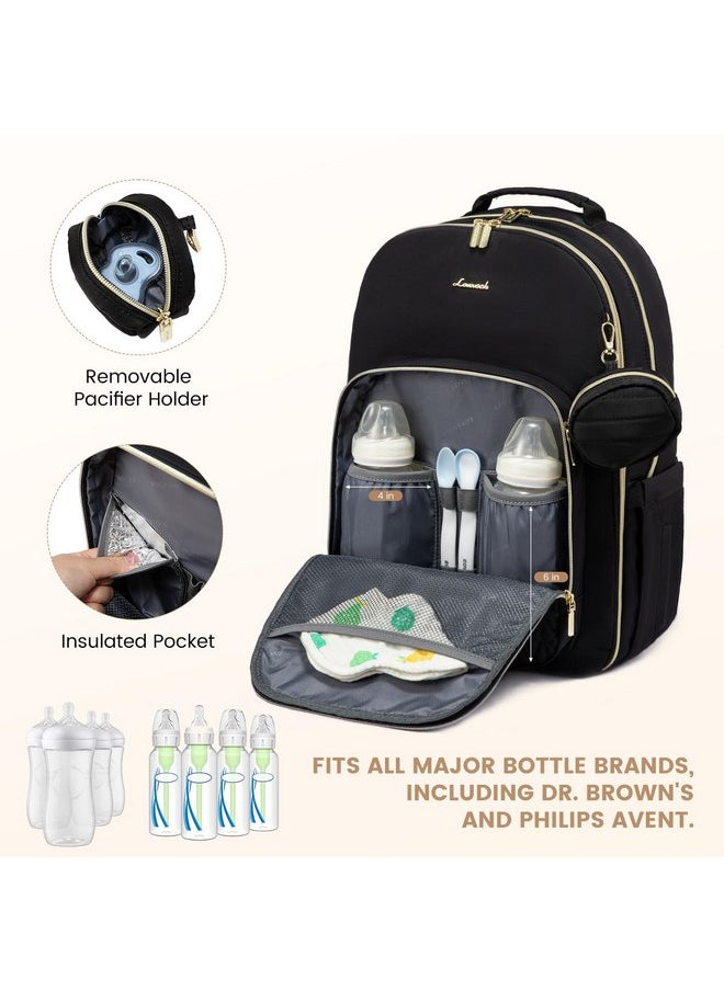 Lovevook LOVEVOOK Diaper Bag - Stylish Baby Backpack with Changing Pad, Large Travel Waterproof Nappy Changing Bag with Stroller Straps, Insulated Pockets for Mom Dad - Unisex, Black  - Image 5