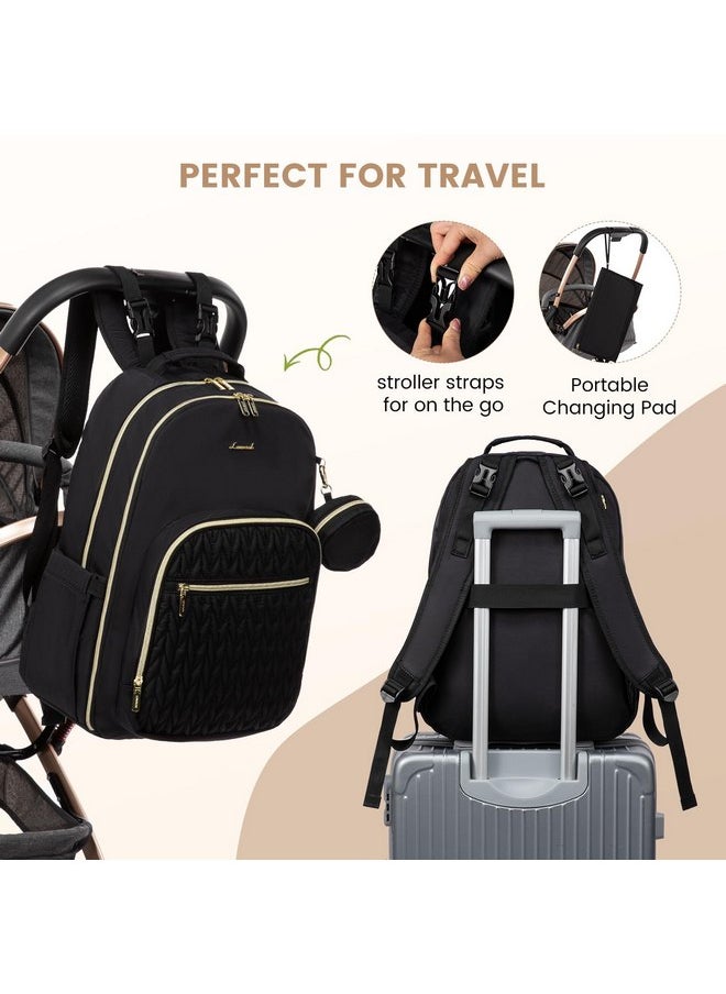 Lovevook LOVEVOOK Diaper Bag - Stylish Baby Backpack with Changing Pad, Large Travel Waterproof Nappy Changing Bag with Stroller Straps, Insulated Pockets for Mom Dad - Unisex, Black  - Image 3