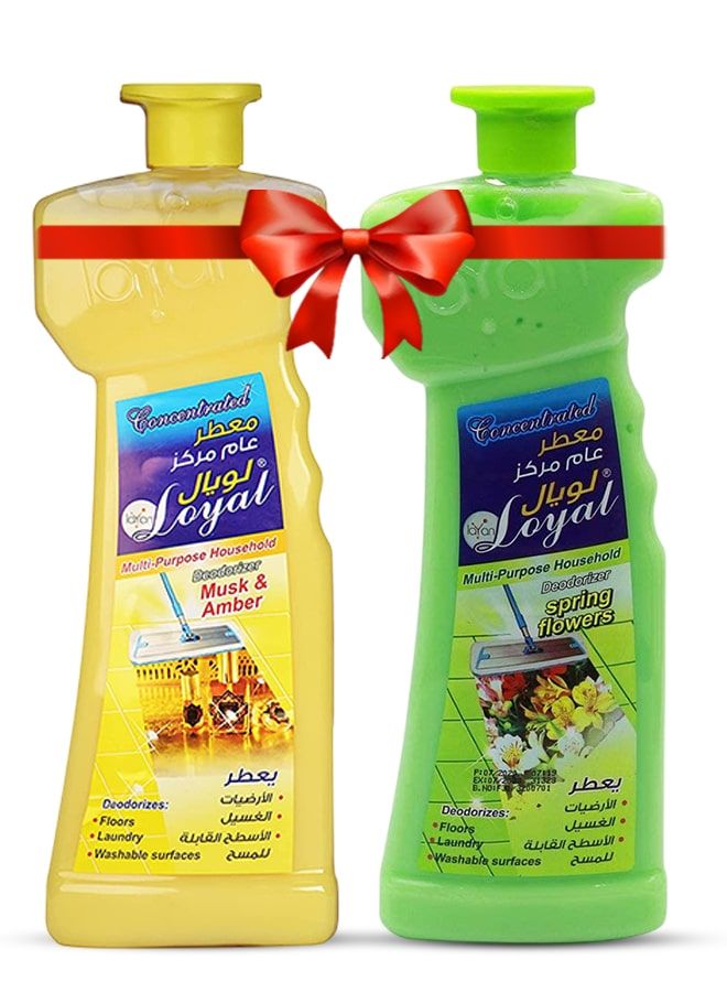 لويال معطر جو منزلي متعدد الاستخدامات، عبوتان سعة 700 مل، برائحة المسك والعنبر وزهور الربيع