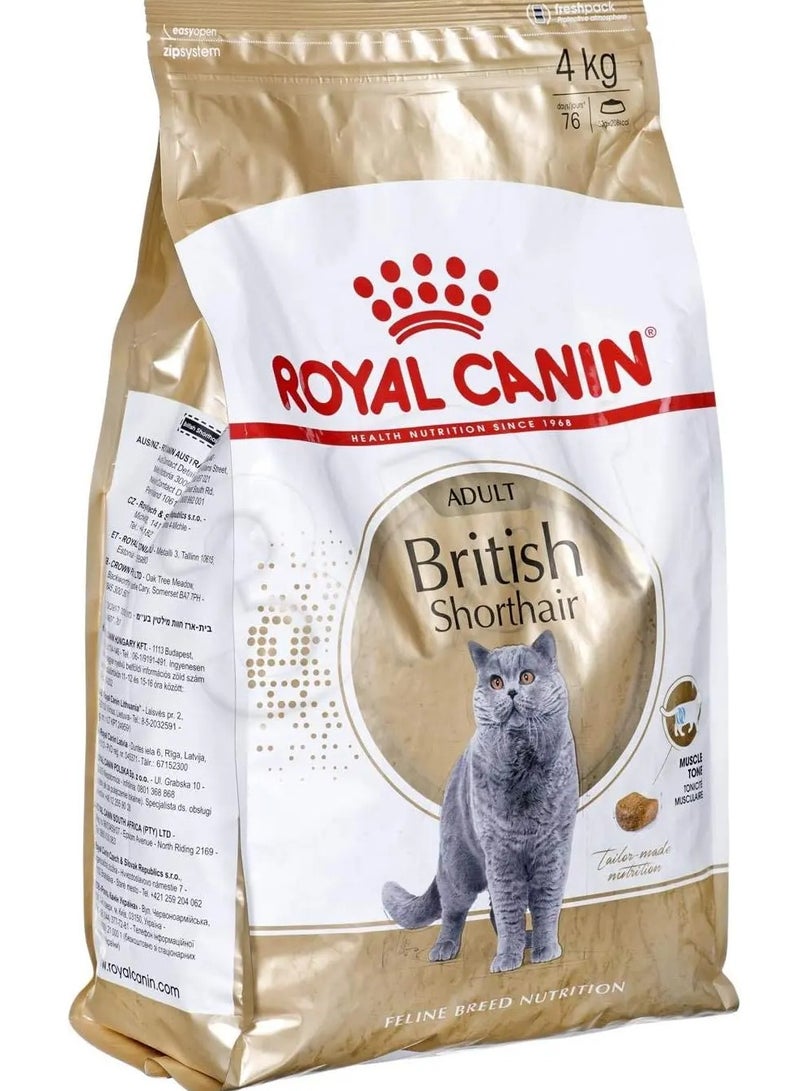 ROYAL CANIN Feline Breed Nutrition British Shorthair Adult Dry Cat Food 4kg - Image 1