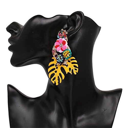 Lureme Gorgeous Colorful Sequin Flower Floral Leaf Stud Earrings for Women(er006023-4) - Image 3