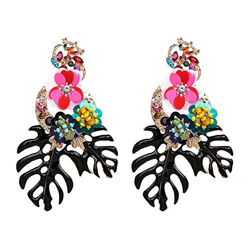 Lureme Gorgeous Colorful Sequin Flower Floral Leaf Stud Earrings for Women(er006023-4) - Image 1