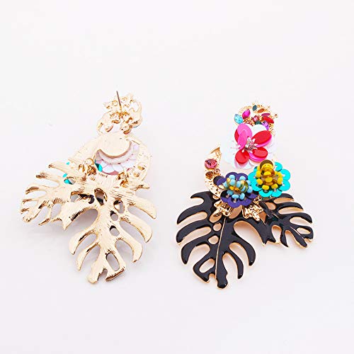 Lureme Gorgeous Colorful Sequin Flower Floral Leaf Stud Earrings for Women(er006023-4) - Image 2
