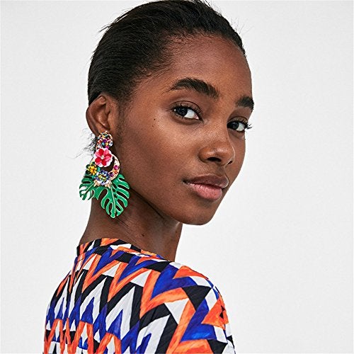 Lureme Gorgeous Colorful Sequin Flower Floral Leaf Stud Earrings for Women(er006023-4) - Image 4