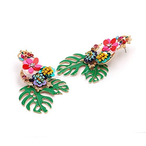 Lureme Gorgeous Colorful Sequin Flower Floral Leaf Stud Earrings for Women(er006023-4) - Image 5