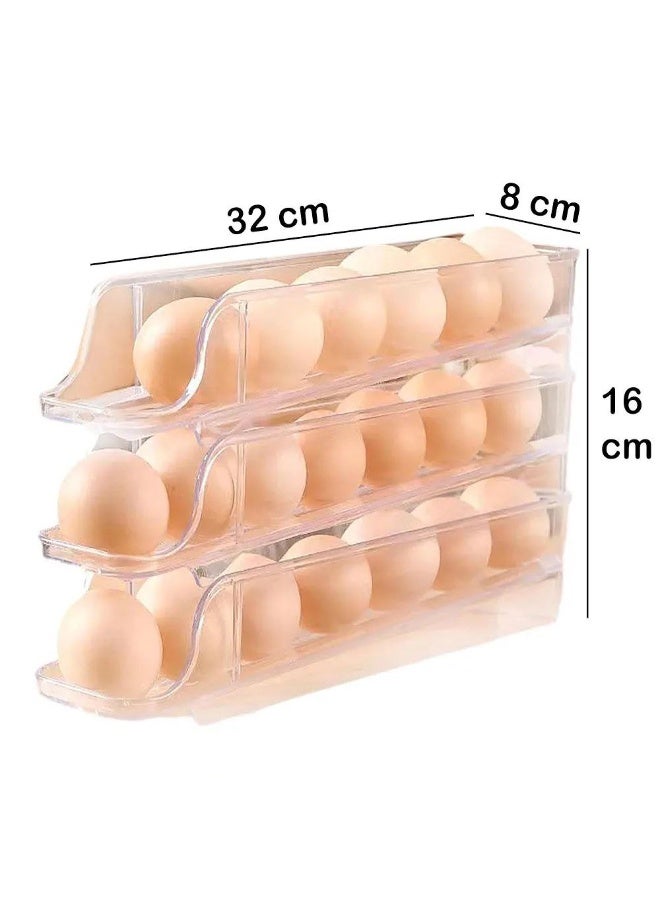 3-Tier Transparent Egg Storage Container – Space-Saving Sliding Design for Fridge Organization  - Image 3
