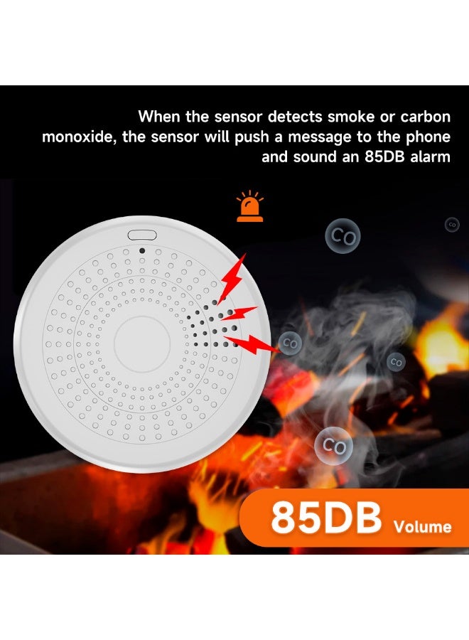 Home WiFi Smart Smoke & Fire Detector with Carbon Monoxide Alarm, 85dB Audible & Visual Alert, Real-Time App Monitoring & Remote Control, Low Battery Warning, Easy Install - Image 4