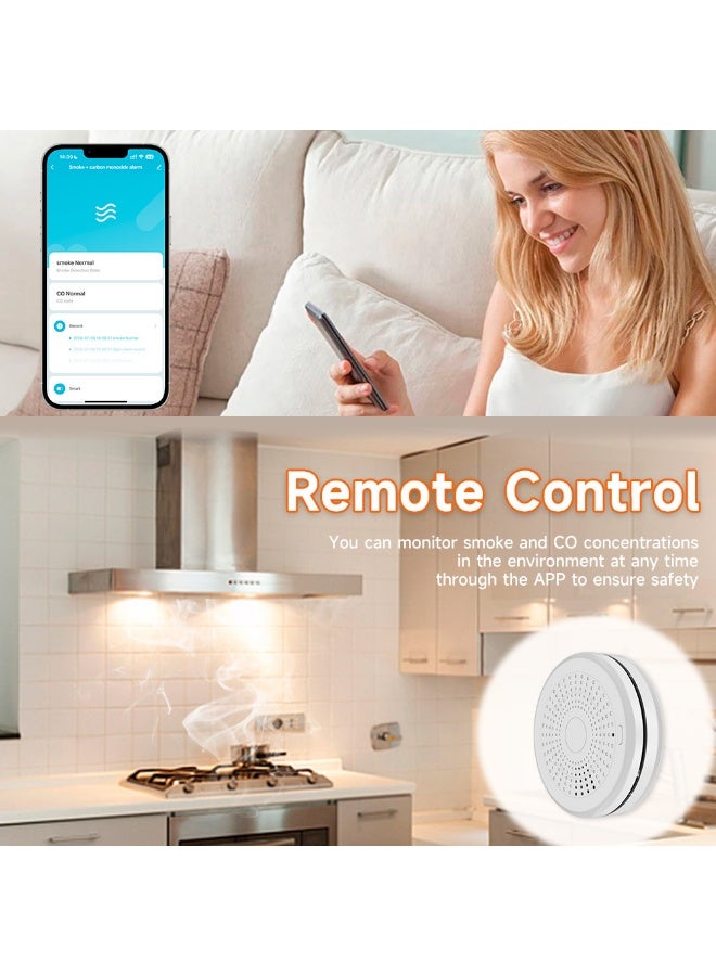 Home WiFi Smart Smoke & Fire Detector with Carbon Monoxide Alarm, 85dB Audible & Visual Alert, Real-Time App Monitoring & Remote Control, Low Battery Warning, Easy Install - Image 5