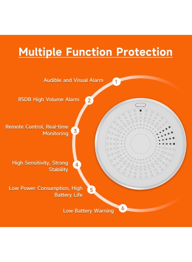 Home WiFi Smart Smoke & Fire Detector with Carbon Monoxide Alarm, 85dB Audible & Visual Alert, Real-Time App Monitoring & Remote Control, Low Battery Warning, Easy Install - Image 3