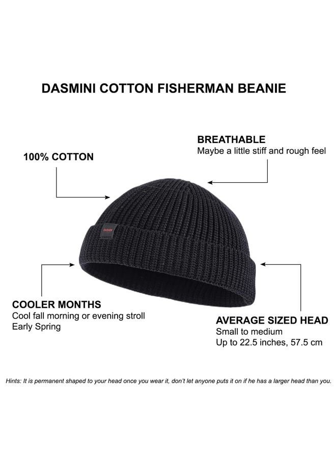 DASMINI Fisherman Beanie,Skull Cap Mens Cotton Beanie Winter hat Small Short Warm Gift (Black+Winery, Size M) - Image 5